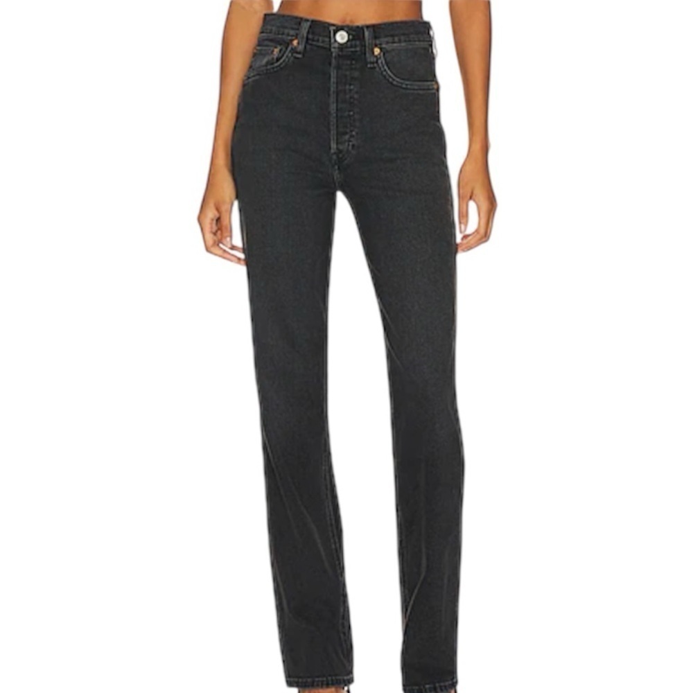 Re Done- Dark Wash Denim 90s High Rise Loose Straight Leg Jeans